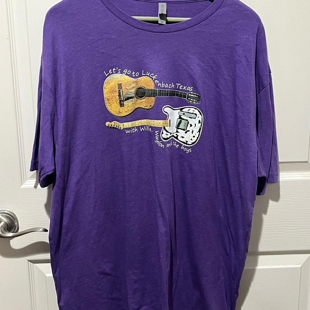 Willie Nelson, Waylon and the Boys - Purple Graphic T-Shirt with Guitar Design